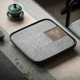 Tea Tray Tray Plate luksusowa taca serwująca czarna kamienna mała ceremonia kwadrat chiński biurko bandeja