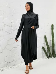 Ethnische Kleidung schwarze bescheidene Badebekleidung Frauen mit Schwimmmütze 2024 Sommer Dubai Abaya 3 Stück Set Burkini Muslim Mujer Robe Femme Musulmane Kleidung T240510cgrx