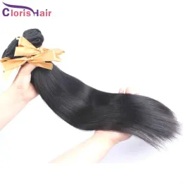 Wefts Top Brazilian Virgin Hair Straight 2 Bundles affärer Billiga mänskliga hårväv obearbetade Brazillian Silky Straight Hair Extensions Han