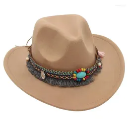 Boinas-criança-filho Western Cowboy Hat for Men Women Children Jazz Cowgirl com tamel larga tampa sombrero sombre caps