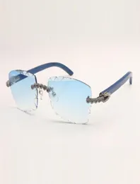 Yeni tasarım buket mavi elmaslar el oyma mevsimsel moda güneş gözlüğü 3524029 çeşitli renkler ahşap tapınaklar ve 58mm kesim lens th1859790