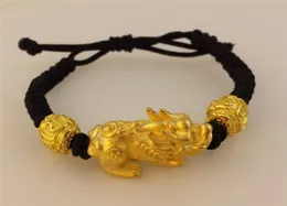 CK010 Animal 3D Gold Pixiu skórzana bransoletka Linowa Mężczyźni i kobiety Goldplated w stylu retro bransoletka Feng Shui3250555