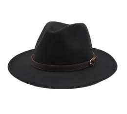 Seioum Ny modestil breda grimkvinnor filt hatt ull soild fedora mössa för kvinnor retro hatt eleganta damer jazz ull caps4412937