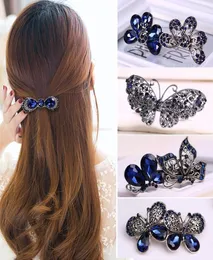Frauen Mode Kristall Strasssteine Blume Haar Pin Damen Mädchen Metall Barrette Butterfly Hair Clip Haarzubehör9955304