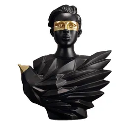 Европейская черная золотая воздушная птица Статуя смола