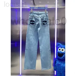 Женские джинсы дизайнер бренд оригинальный лейбл 2024 Летний новый маленький маленький ароматный стиль полотенце вышитый прямой труб