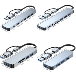 Hochqualität 8 in 1 USB -Hub 3.0 Multiport Dock Station Typ C Splitter 5W PD Adaptador für Lenovo MacBook Pro Computer Hubs Zubehör