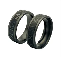 whole 36pcs New style black Roman numberals band rings mix stainless steel fashion charm men women party gift jewelry1694996