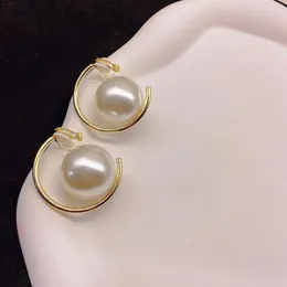 Brincos de backs Big Round Round Simuled Pearl Clip On For Women Women Non Pierced Gold Bated Geométrico Jóias Ear Earings Kolczyki