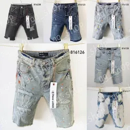 Erkek Şort Tasarımcı Şort Mor Şort Hip Hop Yırtık Kenim Şort Kaba Selvedge 816126 28-40