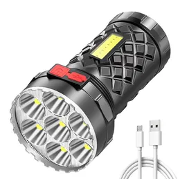 Flashlight a LED ad alta potenza pannocchia laterale illuminazione leggera illuminazione esterna materiale addominali torcia 7dfonga ricaricabile luci potenti