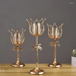 حاملي الشموع Giemza Iron Flower Candlesticker Vase Centerpieces 1pc Tulip حامل المعادن الطول أقدام مركزية مركبة الديكور