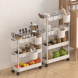 Kitchen Storage WORTHBUY Multi Layer Cart Rack Movable Floor Standing Holder Living Room Trolley Organizer For Snack Drinks