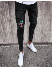 2019 Erkekler Şık Yırtık Denim Pantolon Biker Sıska İnce Düz Yıpranmış Denim Pantolon Yeni Moda Skinny Jeans Pantolon4543946