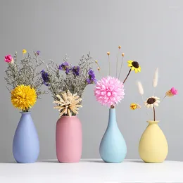 Vasos Ceramic Small Vaso Decoração da sala de estar Lar Room Flower Flower Dried Nordic Macaron Handmade TV Gabinete