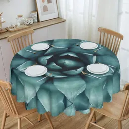 Table Cloth Round Tropical Green Plants Succulent Tablecloth Waterproof Oil-Proof Covers 60 Inches Flowers Pattern