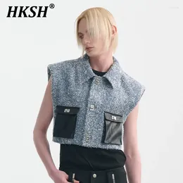رجال سترات HKSH Spring Summer Tide Punk Denim Tank Tops Patchwork Figured Fashion Style Propragrant Stest HK1299