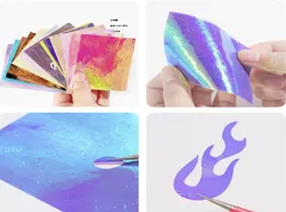 Confronta con oggetti simili 16 Sheetsset Aurora Flame Adesivo per chiodo olografico colorato Rifletti di fuoco DECAL Autoidesi