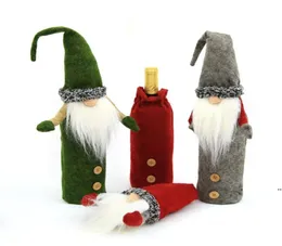 Newchristmas Gnomes Weinflasche Cover handgefertigt schwedische Tomte Gnomes Weihnachtsmann Santa Claus Flasche Topper Taschen Urlaubsheimdekorationen EWC293058946