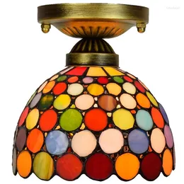 Taklampor 8 tum Böhmen stil färgad rund tiffany målat glas litet badrum ljuskrona lampa för inomhushembelysning