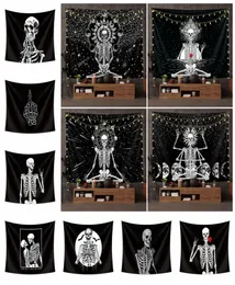 Skull tapestry Euramerican fashion polyester wall hanging Hallowmas decor printed tablecloth yoga mat beach towel party bar backdr3083618