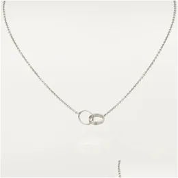 Anhänger Halskette Neues klassisches Design Doppelschleife Charms Love Halskette für Frauen Mädchen 316L Titanium Stahlschmuck Collares Collier Dro otm9a