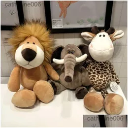 Pchane pluszowe zwierzęta P 25cm Lifee Lion tygryse Elephant Monkey Leopard Giraffe Raccoon Doll Uznanie Forest Toys dla dzieci Drop dostawa otqlv