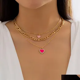 Chokers süße coole rosa Farbe Liebe geformte Anhänger Halskette Set Dicke Halskette für Frauen Dating Geschenk kreativer Schmuck d DHTCB