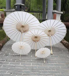 Neue Brauthochzeitsparasole weiße Papierschirme Chinesische Mini -Handwerks -Regenschirm -Durchmesser 20304060 cm Hochzeitsschirme DHL FedEx F1609893