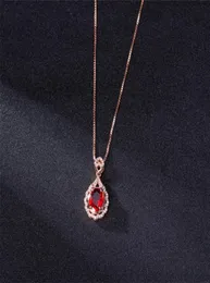 Äkta Real 14 K Rose Gold Pendant Natural Ruby Necklace Jewelry Slide Joyeria Fina Para Mujer Gemstone 14K krage halsband 216005253