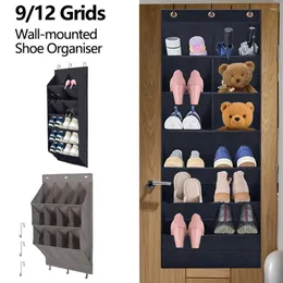 Storage Bags 9/12 Grid Wall-mounted Sundries Shoe Organiser Fabric Rack Organizer Hanging Over The Door For Home
