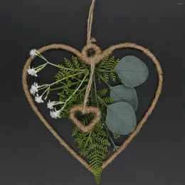 Kwiaty dekoracyjne użytkownik 1PC JUTE WINNE SERCE DO DREUND Windows 8 "Mały z zielonym eukaliptusem liście białe