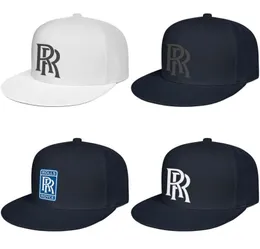 Rolls Royce Logo Mens and Womens Snap BackballCap Cool فارغ Hip Hopflat Brimhats Symbol Logo Emblem RR Logo Greaded Blue 9504671