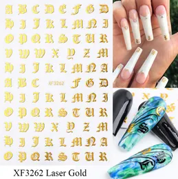 gold letter black character 3D nail art Stickers UV Gel Polish applique Manicure Accessories4197520