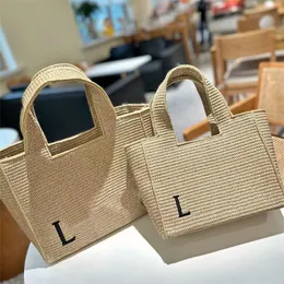 Сумка для соломенной дизайнерской сумки французский стиль Сумка Сакер Сак de Luxe Luxy Bag Сумка ретро -сумочки квадратная летняя сумка повседневная травяная овощная корзина Te059 H4