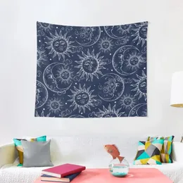 Tapestries Blue Magic White Celestial Sun Moon Stars Tapestry Decoration Pictures Room Wall Kawaii Decor