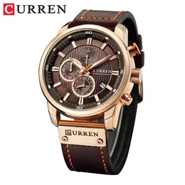 Curren Fashion Date Quartz Men Watches Top Brand Luxury Mash Cronograph Chronograph Sport Mens Orologio Hodinky Relogio Masculino 240425