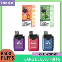 Bang DE 8500 Puffs Mesh Coil Disposable E Cigarette 8500 Puffs Vape Pen 18ml Pre Filled Pods Ink Cartridge 550mah Rechargeable Battery