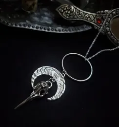 Morrigan Moon Crow Skull Necklace Gothic R Jewelery Pagan Celestial Witch Women Gift 2021 Pendant Fashion Long Necklaces8399683
