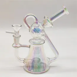 8 Inch Slim Portarble Fab Egg Multi Color Hookah Glass Bong Dabber Rig Recycler Pipes Water Bongs Smoke Pipe 14mm Female Joint US Warehouse
