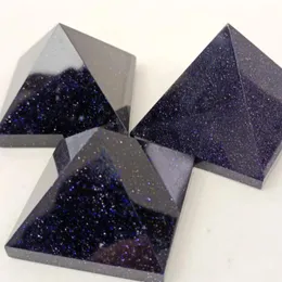 장식 인형 4.5cm 1pc 천연 파란색 모래 돌 피라미드 석영 크리스탈 시편 미네랄 암석 치유 부정적인 에너지 홈 제거