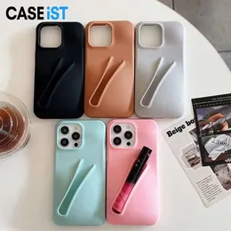 Kasaist moda dudak balsamı telefon kasası tutucu ins tasarımcı taşınabilir dudak parlak ruj makyajı 3D sıvı silikon mobil arka kapak iPhone 15 14 13 12 11 Pro max plus