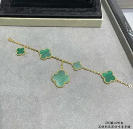 Vintage Alhamb Charme Kupfer mit 18 Karat Goldplatte Big und kleine Blumenblume -Blume -Charmalme Armband für Frauen mit Schachtel Party Geschenk