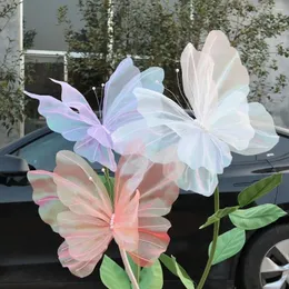 Dekoratif çiçekler 1pc 50cm ipek iplik yapay kelebek mariage dekor düğün partisi tatil dekorasyon gösterisi dev gazlı sahte