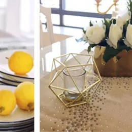 Candele 3D Geometric Wedding Candlestick Tè Luce Light Gold For Home Decoration Accessori Forniture