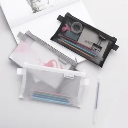 1pc Transparent Fashion Pencil Case Bag Capazität Leder Student Prüfung Organisator Schreibwarenpenst
