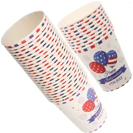 Disposable Cups Straws 48 Pcs American Flag Paper Water Household Party Drinking Flatware Patterns Portable Juice