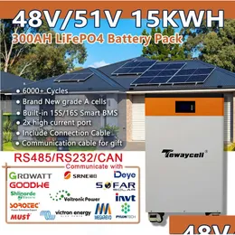 배터리는 할부로 지불/ 51V 300AH Powerwall LifePo4 배터리 팩 15kWh 6000 사이클 Buitl-in BMS 캔 RS485 모니터 Solar EU US 세금 DHW07