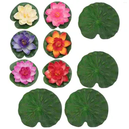 Dekorative Blumen 10 PCs künstlicher Lotus Kunstpflanzen Wasseroberfläche Schmuck Brunnen Szene Dekor Blatt gefälschte Poolteich schwimmend Eva