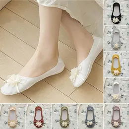 Women Socks Breathable Soft Cotton Bottom Silicone Anti-slip Boat Low Cut Flower Ice Silk Summer